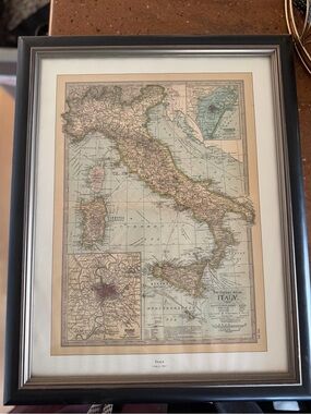 Source Unknown Black & Cream Framed Italy Map Print